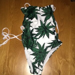 Bathing suit with leaf pattern